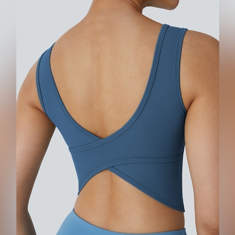 Halara U Neck Backless Crossover Barre Ballet Dance Tank Top